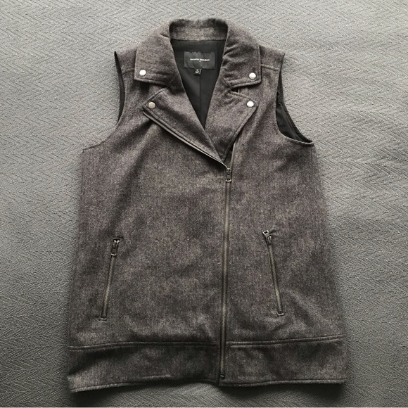 Banana Republic Jackets & Blazers - Banana Republic Gray Herringbone Wool Oversized Moto Vest Zip Up Edgy Medium